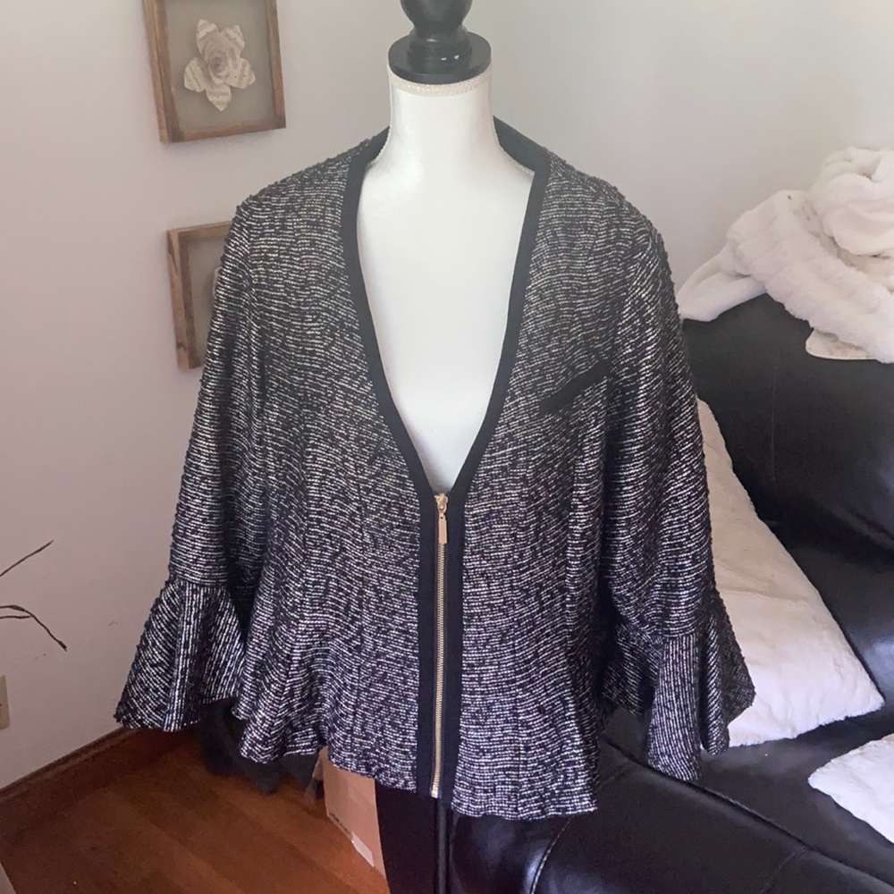 Cropped & Ruffled Blazer Jacket-Midnight Velvet
